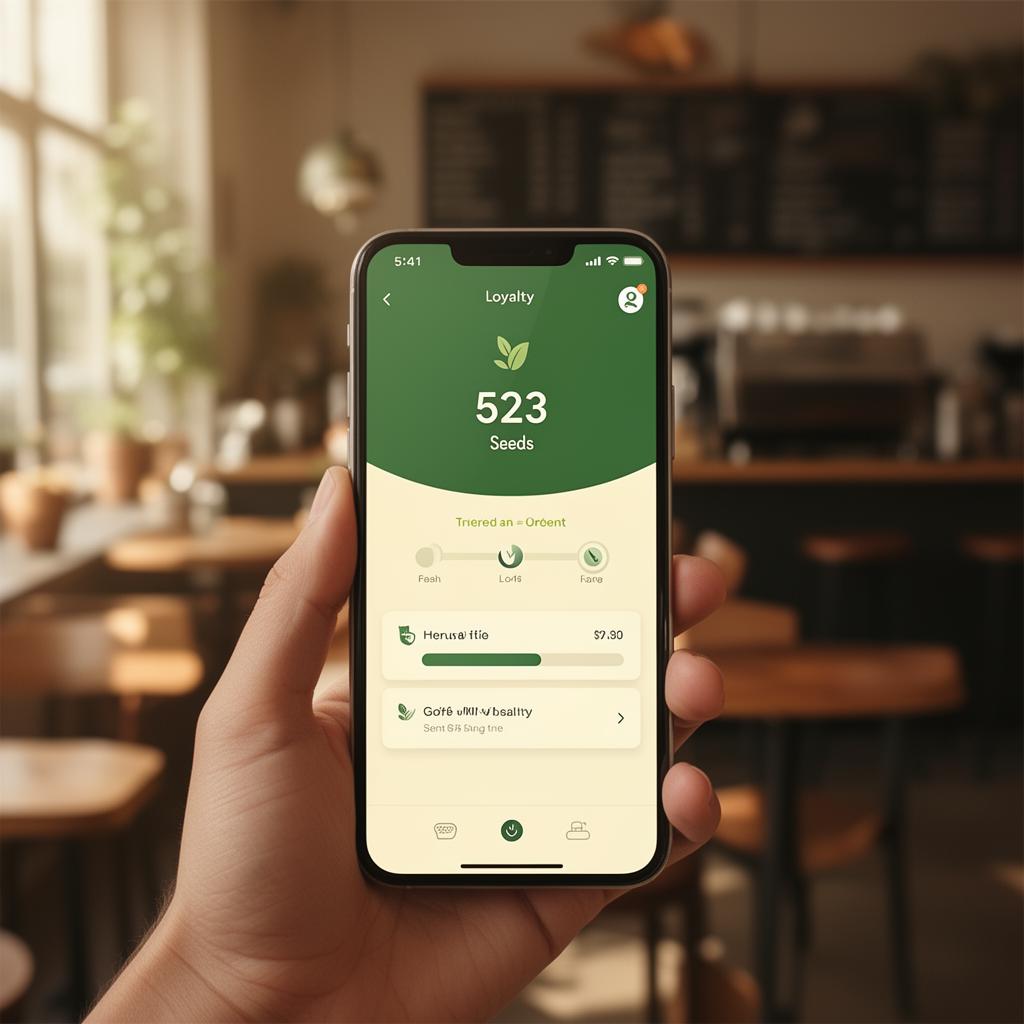 Loyaltree mobile app showing 523 Seeds balance